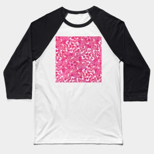 Pink Hearts Watercolour Pattern Baseball T-Shirt